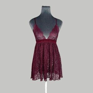 Victoria's Secret sheer lace mini babydoll halter dress lingerie nightgown M